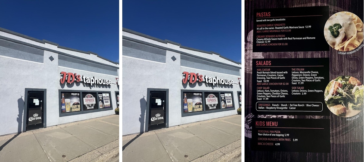 JD's Taphouse Menu